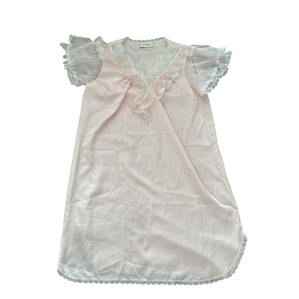 Jaclyn Smith Womens Medium Nightgown Light Pink White Lace
